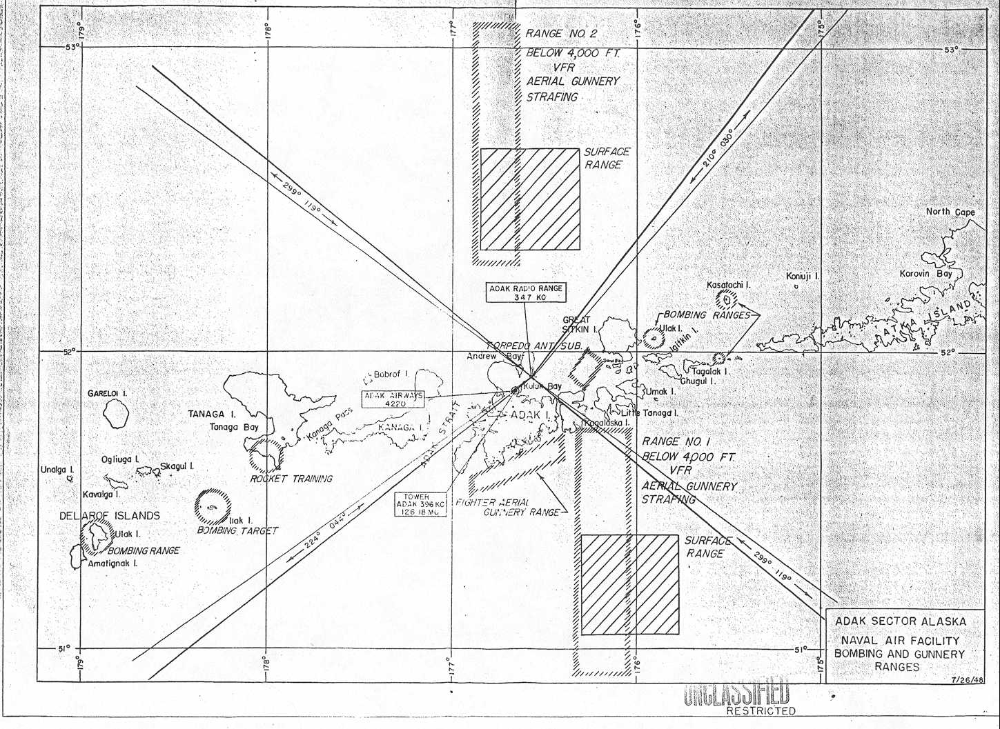 NAF Adak Sector Alaska Bombing and Gunnery Ranges, 26 July 1948