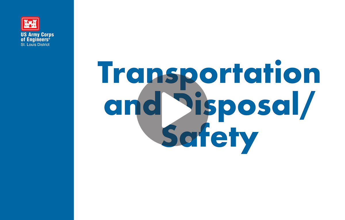 Transportation and Disposal/Safety title slide with play button. T&D/Safety information starts at 1:14. Click to view video.