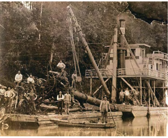 Early snag boat on Mississippi